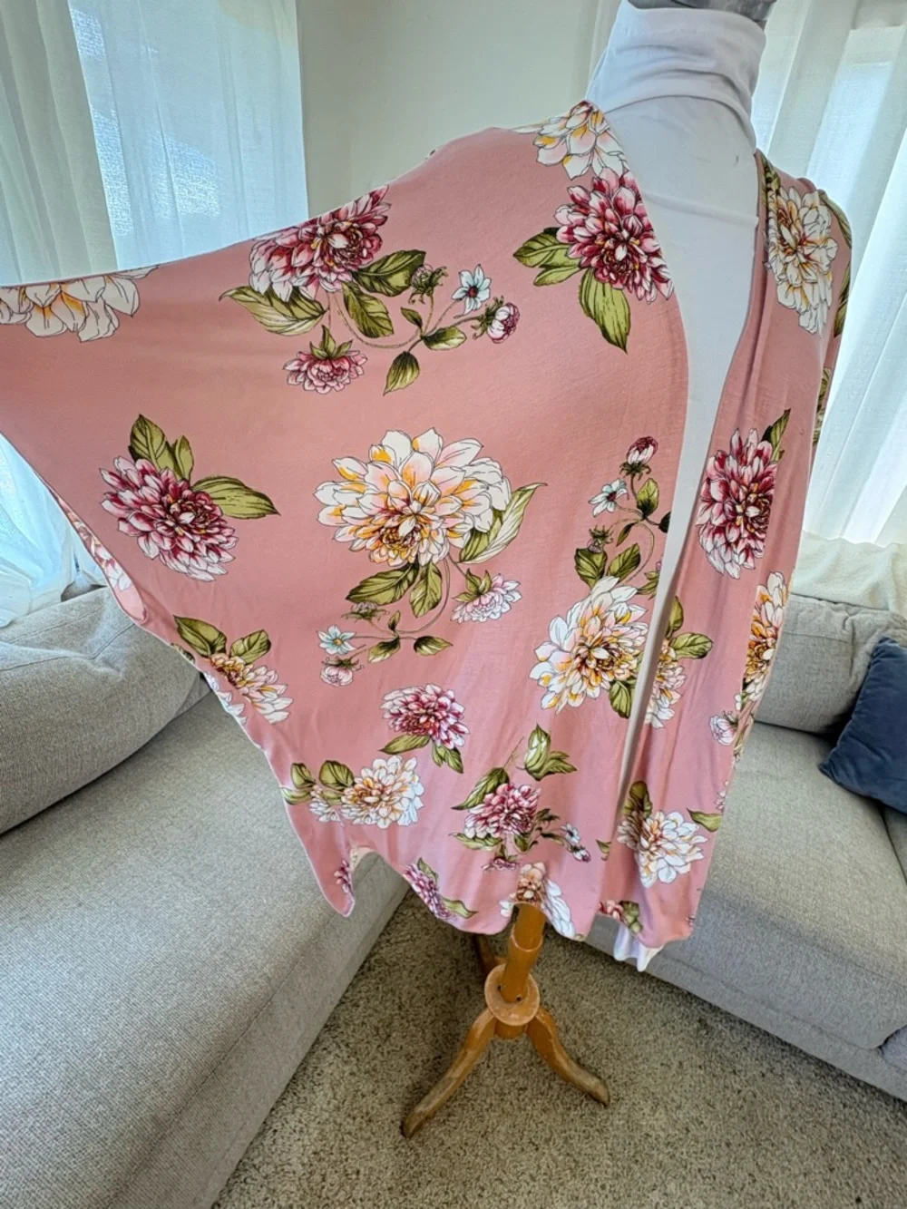 Chris & Carol Pastel Pink Floral Layering Cardigan Kimono